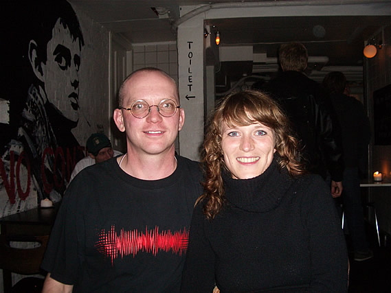 Andy socialising with Alex Canasta's lead singer Line in Copenhagen - 23/8/08